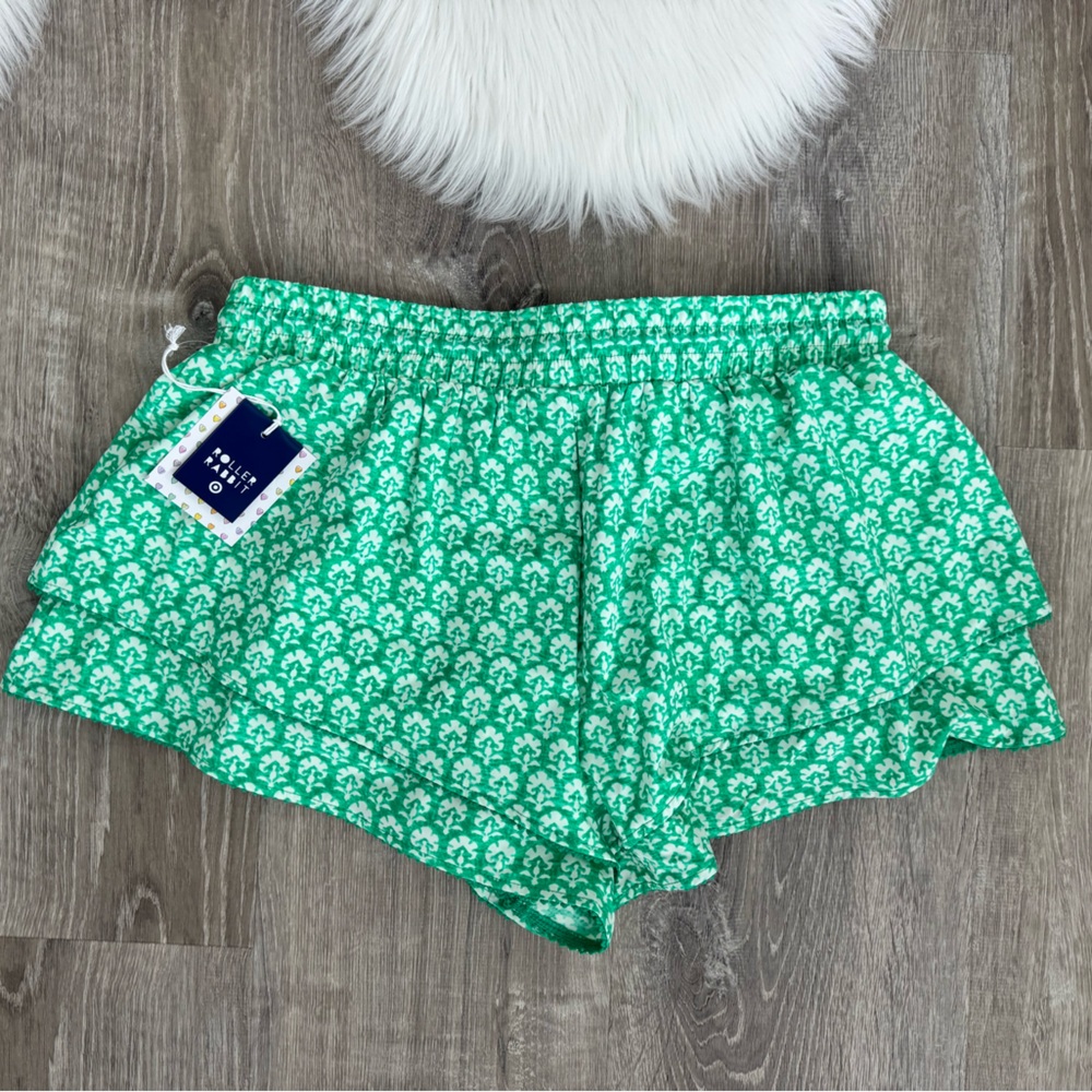 💚💙 Roller Rabbit x Target Women's Stamped Floral Drawstring Shorts Teal - Picture 2 of 4